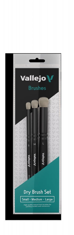 VALLEJO B07990 - Brush Set - Dry - Dry Set - Natural Hair (S, M, L)