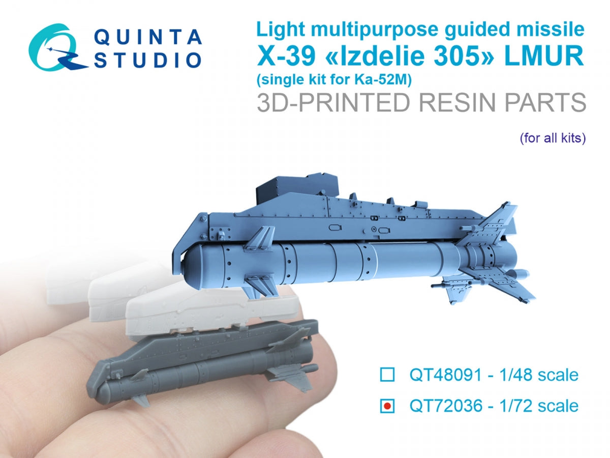 Quinta Studio QT72036 Light multi-purpose guided missile X-39 "Product 305" LMUR, single-pack kit for Ka-52M (for all kits) 1/72