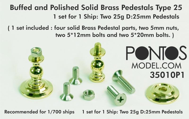 Pontos 35010P1 Buffed & Polished Solid Brass Pedestals Type 25