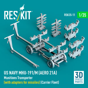 RESKIT RSK35-0011 US NAVY MHU-191/M (AERO 21A) Munitions Transporter (with adapters for missiles) (Carrier Fleet) (3D Printed model kit) 1/35 – image 3
