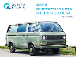 Quinta Studio QD35138 Bundeswehr VW T3 Family 3D-Printed &amp;amp; coloured Interior on decal paper (Takom) 1/35