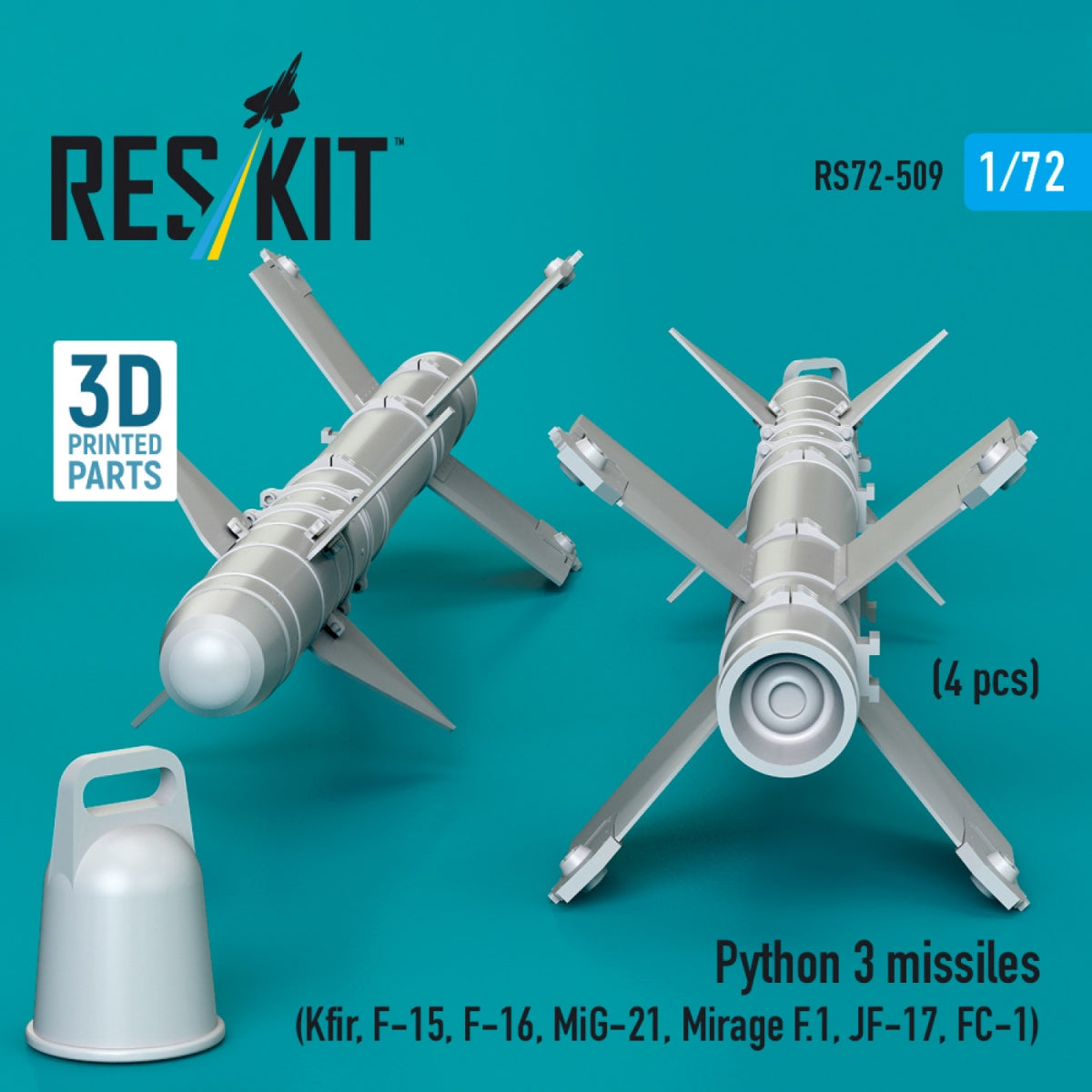 RESKIT RS72-0509 Python 3 missiles (4 pcs) (3D Printed) 1/72