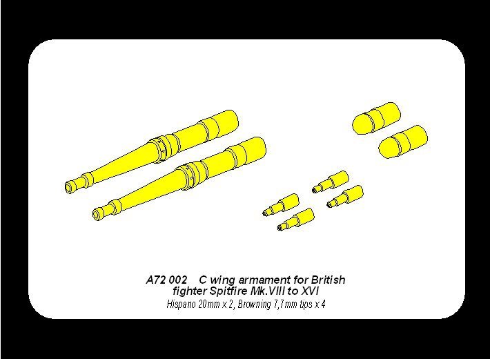 Aber A72 002 C wing armament for British fighter Spitfire Mk.VIII to XVI 1/72 – Bild 7