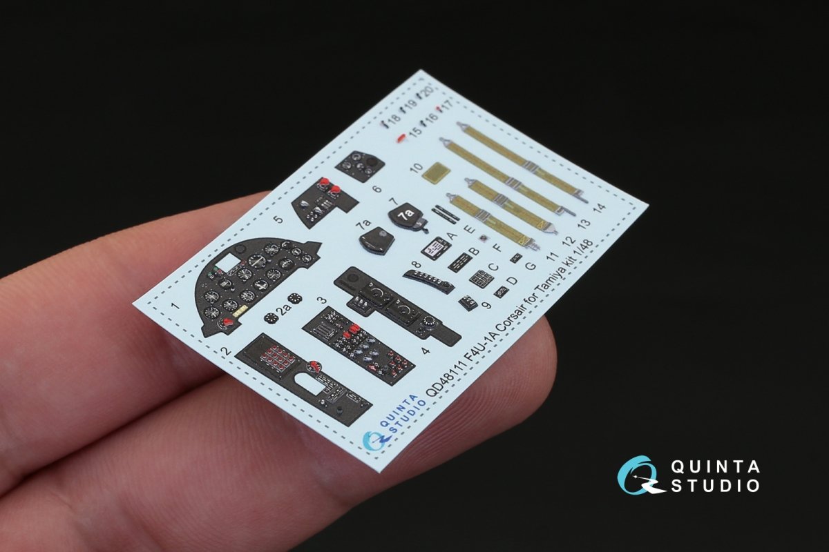 Quinta Studio QD48111 F4U-1A Corsair 3D-Printed &amp;amp; coloured Interior on decal paper (for Tamiya kit) 1/48 – Bild 2