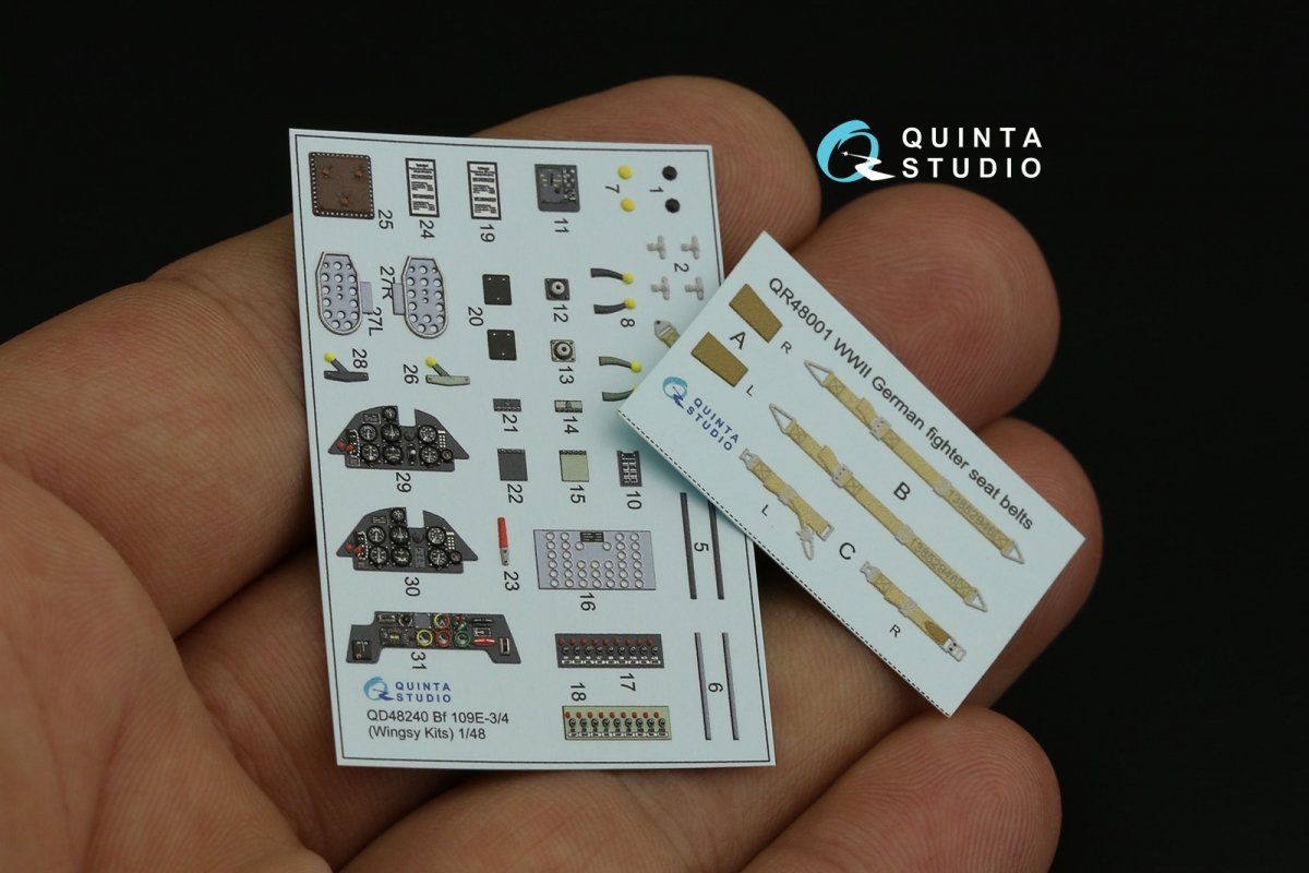 Quinta Studio QD48240 Bf 109E-3/4 3D-Printed &amp;amp; colored Interior on decal paper (Wingsy kits) 1/48 – image 11