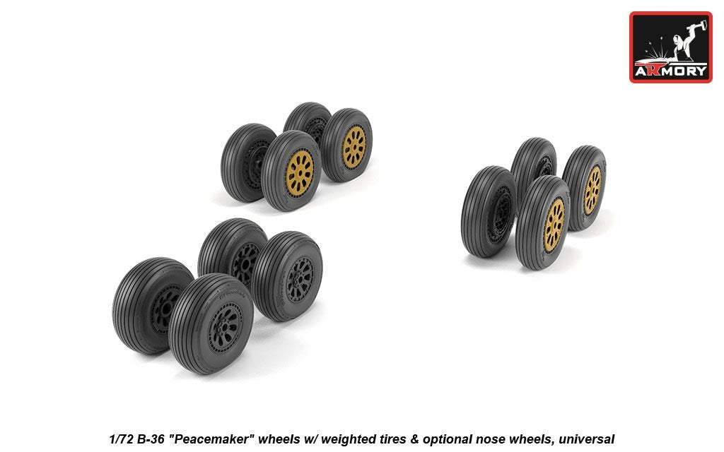 Armory Models AW72327 B-36 Peacemaker wheels w/ weighted tires, optional nose wheels 1/72 – image 3