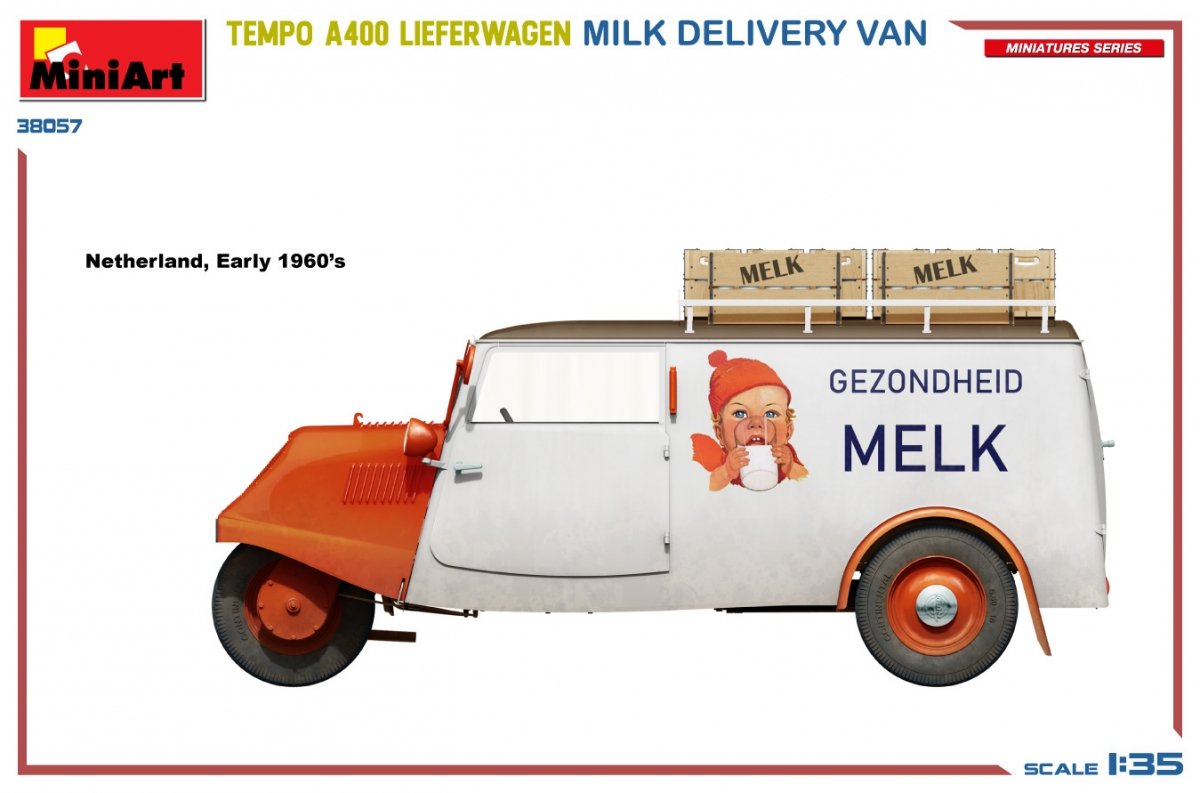 MiniArt 38057 TEMPO A400 LIEFERWAGEN. MILK DELIVERY VAN 1/35 – zdjęcie 8
