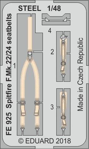 Ceintures de sécurité Eduard FE925 Spitfire F. Mk.22/24 STEEL AIRFIX 1/48