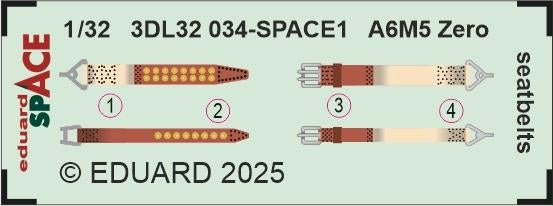 Eduard 3DL32034 A6M5 Zero seatbelts SPACE TAMIYA 1/32 – zdjęcie 2