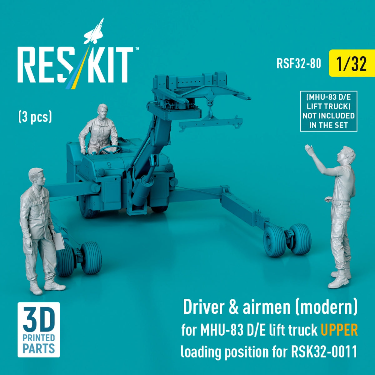 RESKIT RSF32-0080 Driver &amp;amp; airmen (modern) (3 pcs) (MHU-83 D/E lift truck UPPER loading position for RSK32-0011) (3D Printed) 1/32 – zdjęcie 3