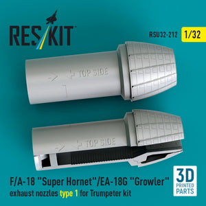 RESKIT RSU32-0212 F/A-18 "Super Hornet"/EA-18G "Growler" exhaust nozzles type 1 for Trumpeter kit (3D Printed) 1/32