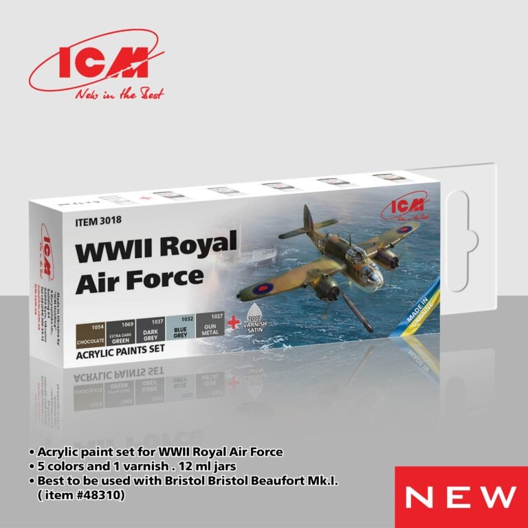 ICM 3018 Acrylic paint set for WWII Royal Air Force 5x12ml