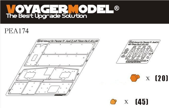 Voyager Model PEA174 WWII German Pz.Kpfw.IV Ausf.D mit 75mm Kw.K.40 L/43 Additional Armour (For DRAGON 6330) 1/35