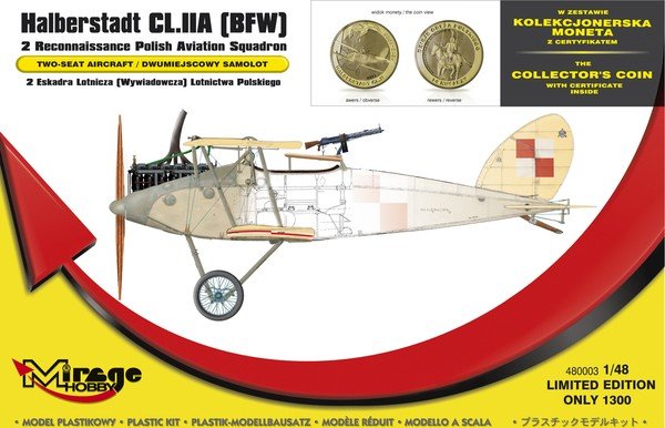 Mirage Hobby 480003 Halberstadt CL.IIA [BFW] &amp;#39;2 Eskadra Lotnicza Lotnictwa POLSKIEGO&amp;#39; (z NUMIZMATEM) 1/48