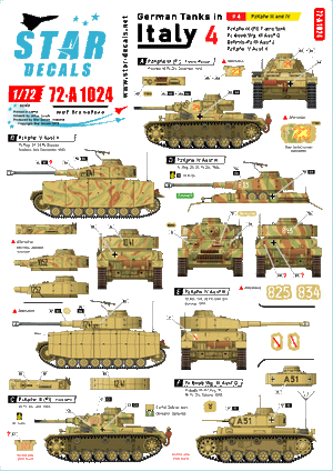 Star Decals 72-A1024 German tanks in Italy # 4. PzKpfw III and IV. 1/72