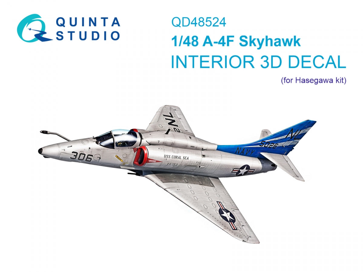 Quinta Studio QD48524 A-4F 3D-Printed &amp;amp; colored Interior on decal paper (Hasegawa/Hobby2000) 1/48