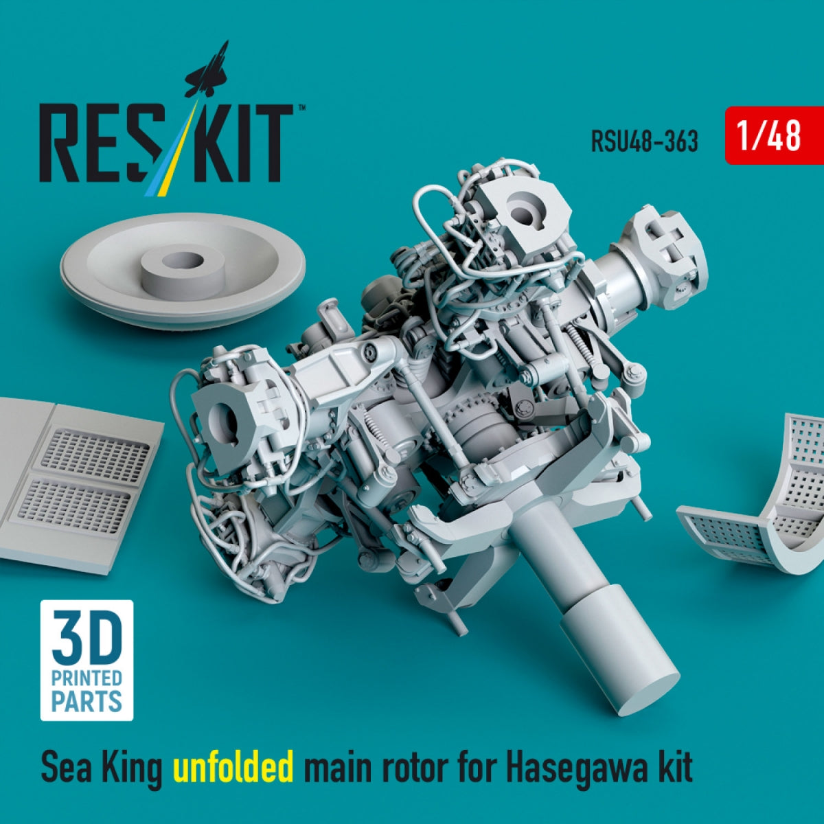 RESKIT RSU48-0363 Sea King unfolded main rotor for Hasegawa kit (3D Printed) 1/48