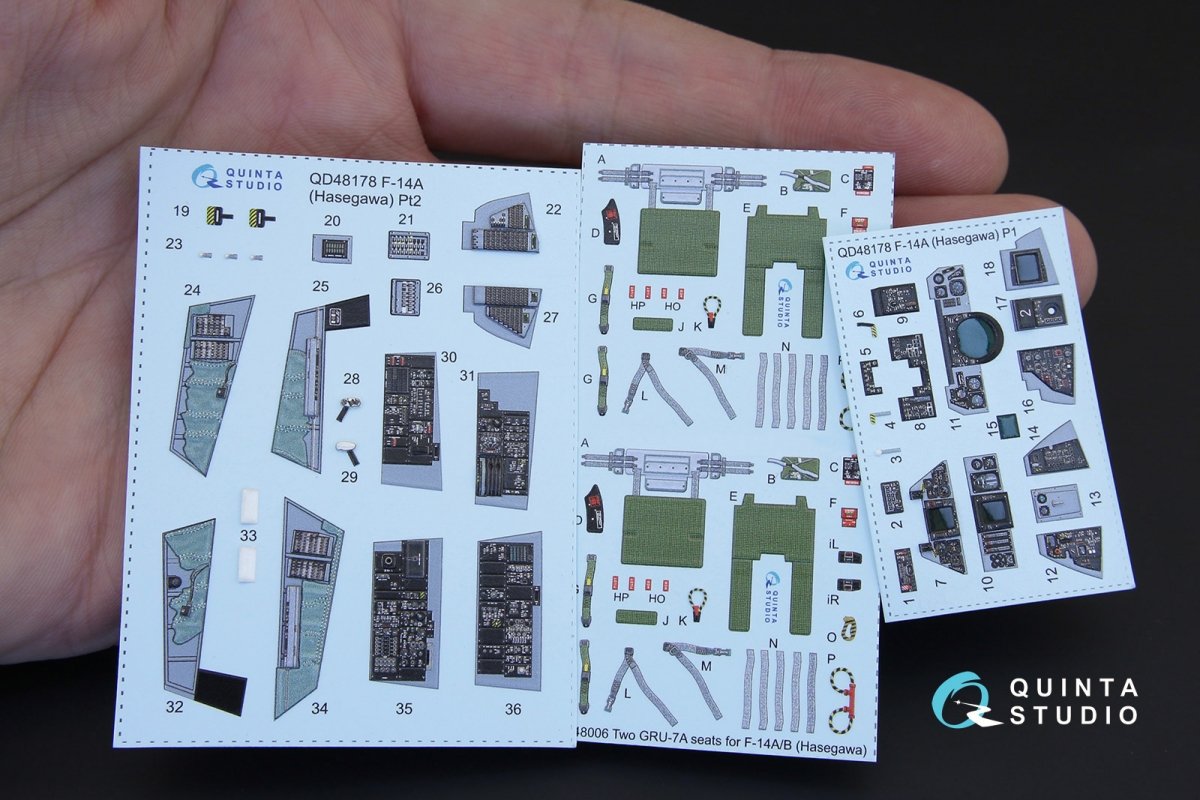 Quinta Studio QD48178 F-14A 3D-Printed &amp;amp; coloured Interior on decal paper (for Hasegawa kit) 1/48 – zdjęcie 9