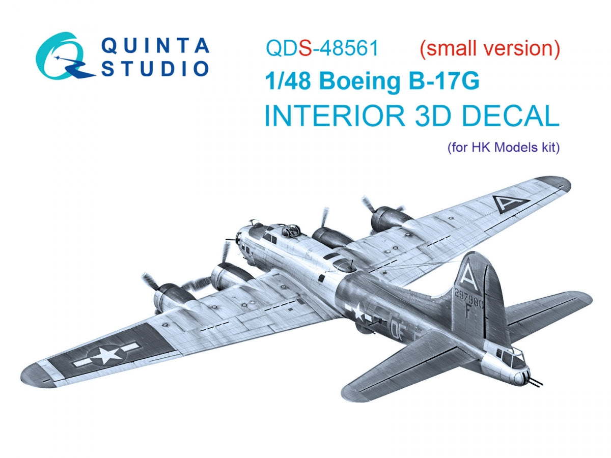 Quinta Studio QDS-48561 Boeing B-17G 3D-Printed & coloured Interior on decal paper (HK models) (small version) 1/48