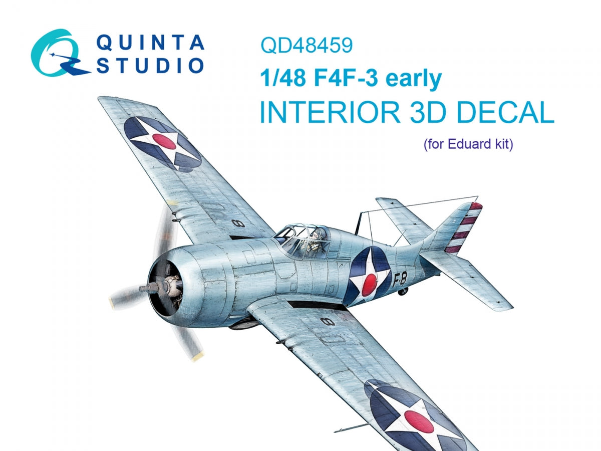 Quinta Studio QD48459 F4F-3 early 3D-Printed colored Interior on decal paper (Eduard) 1/48