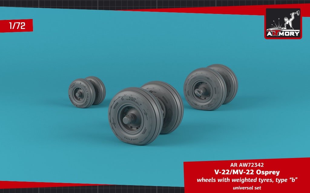 Armory Models AW72342 V-22/MV-22 Osprey wheels w/ weighted tires type “b” 1/72 – image 4