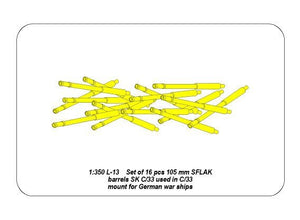 Aber 350L-13 Set of 16 pcs 105 mm SFLAK barrels SKC/33 used in C/31 mount for German war ships 1/350 – image 5