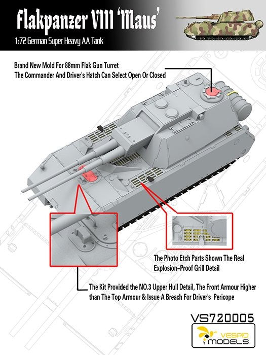 Vespid Models VS720005 Flakpanzer VIII MAUS 1/72 – Bild 3