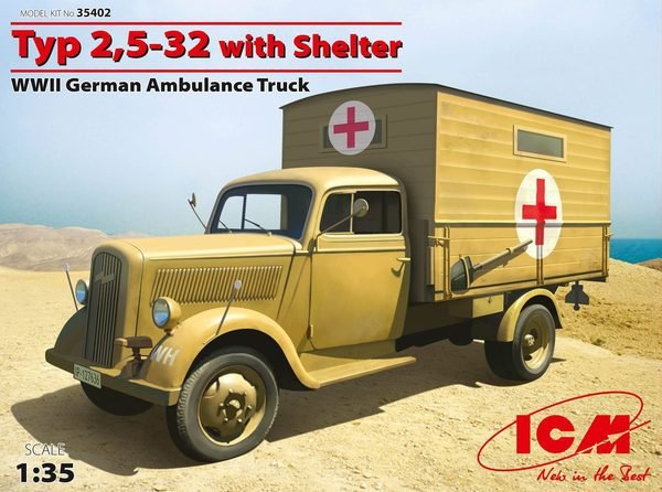ICM 35402 Typ 2.5-32 avec abri Camion ambulance allemand de la Seconde Guerre mondiale (1/35) 