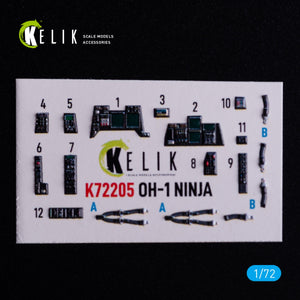Kelik K72205 OH-1 NINJA - interior 3D decals for Aoshima kit 1/72