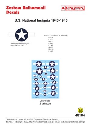 Techmod 48104 - US National Insignia 1943-1945 1/48 – zdjęcie 2