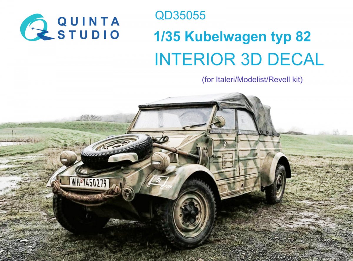 Quinta Studio QD35055 Kubelwagen typ 82 3D-Printed & coloured Interior on decal paper ( Italeri ) 1/35