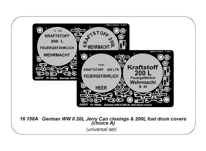 Aber 16158A German WW II 20L Jerry Can closings &amp;amp; 200L fuel drum covers (choice A) 1/16 – zdjęcie 12