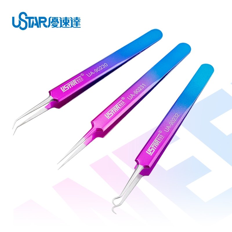 U-Star UA-90230 Colorful Tweezers - Curved / Kolorowa pęseta - zakrzywiona – zdjęcie 3