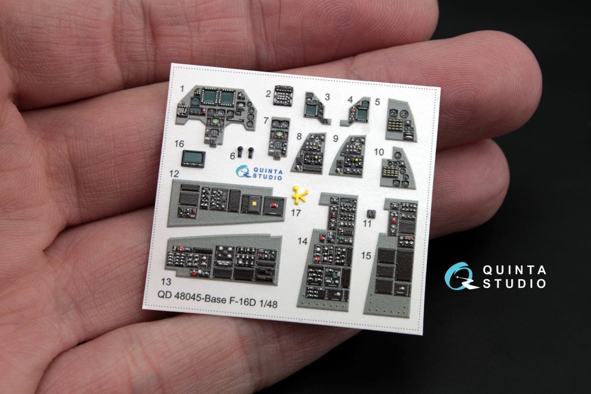 Quinta Studio QD48045 F-16D (block 30/40/50) 3D-Printed &amp;amp; colored Interior on decal paper (for Kinetic kit) 1/48 – image 3
