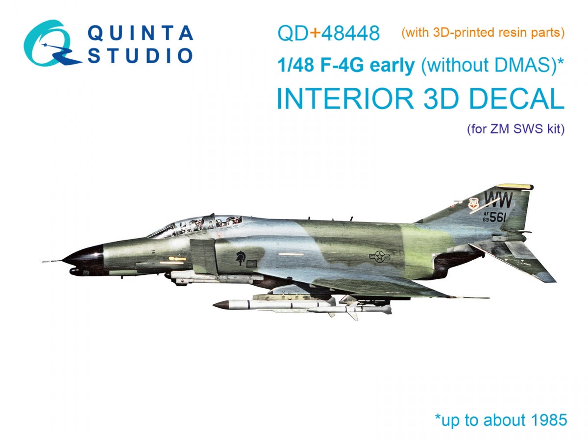 Quinta Studio QD+48448 F-4G early 3D-Printed & coloured Interior on decal paper (Zoukei Mura SWS) (with 3D-printed resin parts) 1/48