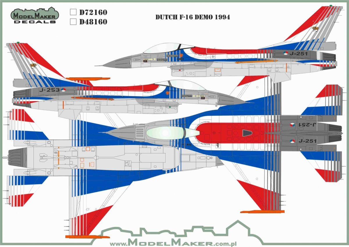 ModelMaker Decals D48160 Démo néerlandais F-16 1994 1/48 