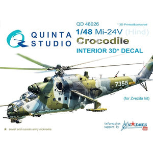 Quinta Studio QD48026 Mi-24V 3D-Printed &amp;amp; coloured Interior on decal paper (for Zvezda kit) 1/48