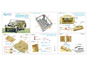 Quinta Studio QD+48546 Kubelwagen Type 82 3D-Printed &amp;amp; coloured Interior on decal paper (Tamiya) (with 3D-printed resin parts) 1/48 – zdjęcie 13