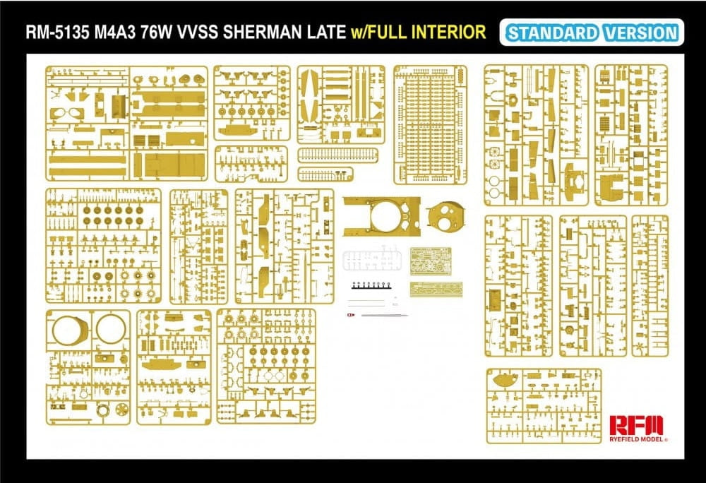 Rye Field Model 5135 M4A3 76W VVSS Sherman Late Standart Version Full Interior 1/35 – zdjęcie 7