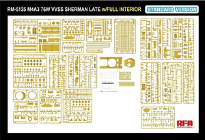 Rye Field Model 5135 M4A3 76W VVSS Sherman Late Standart Version Full Interior 1/35 – zdjęcie 7
