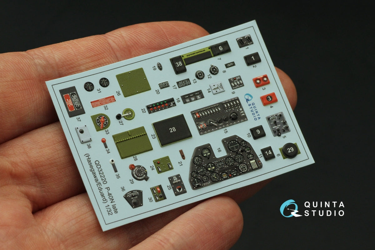 Quinta Studio QD32220 P-40N late 3D-Printed colored Interior on decal paper (Hasegawa/Eduard) 1/32 – image 4