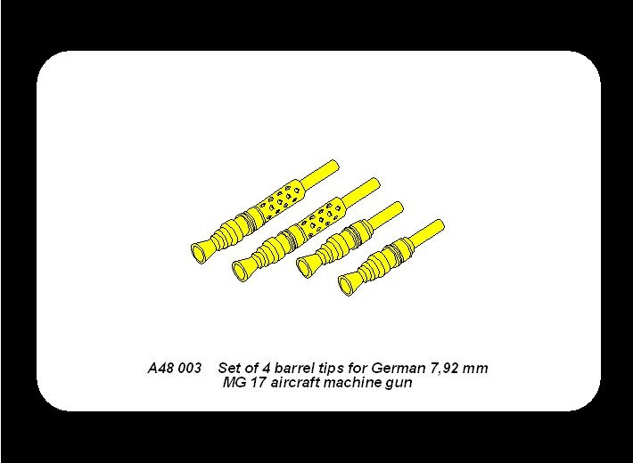 Aber A48 003 Set of 4 barrels tips for German 7.92 mm MG 17 aircraft machine guns (1/48) – image 5