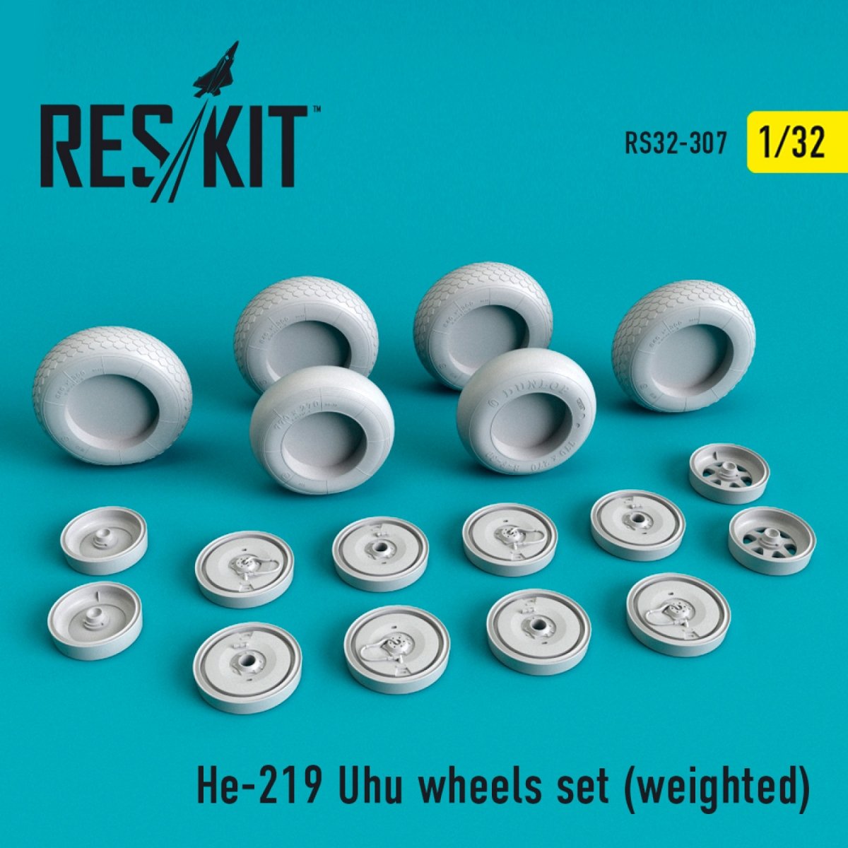 RESKIT RS32-0307 HE-219 "UHU" WHEELS SET (WEIGHTED) 1/32