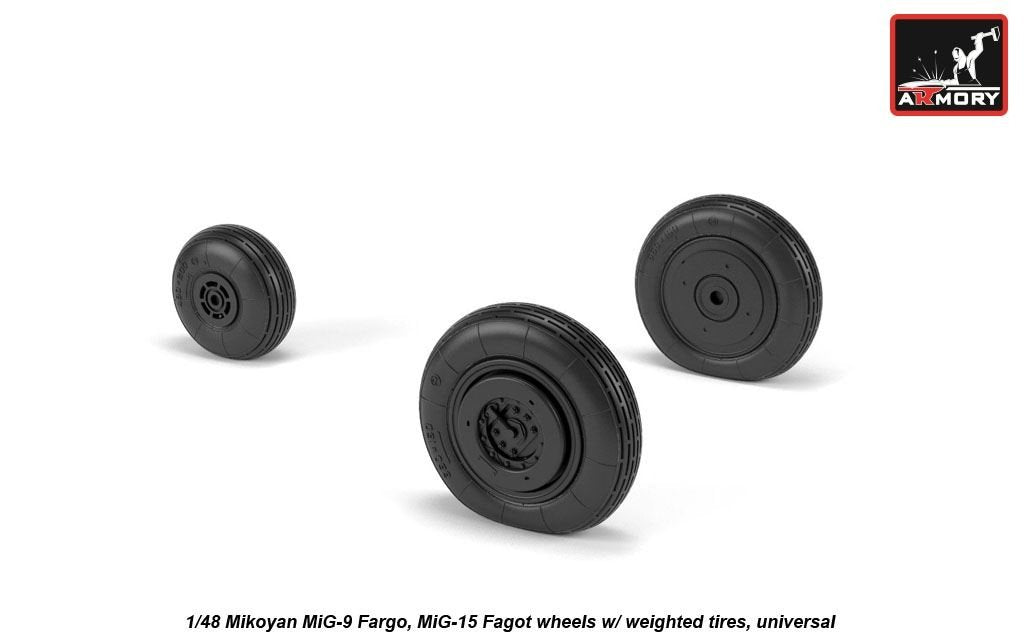 Armory Models AW48032 Mikoyan MiG-9 Fargo / MiG-15 Fagot (early) wheels w/ weighted tires 1/48 – image 2