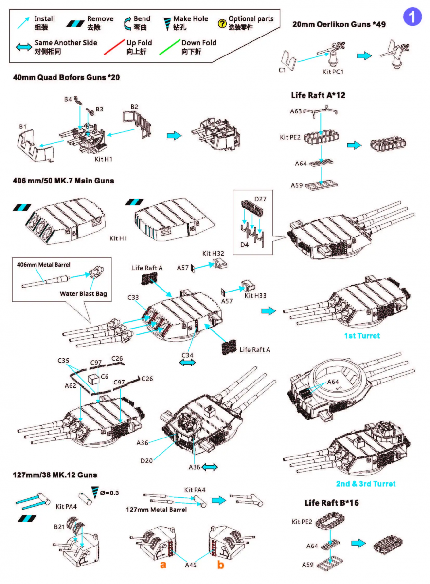 Very Fire VF700009 USS Missouri BB-63 Detail Up Set for VeryFire 1/700 – image 3