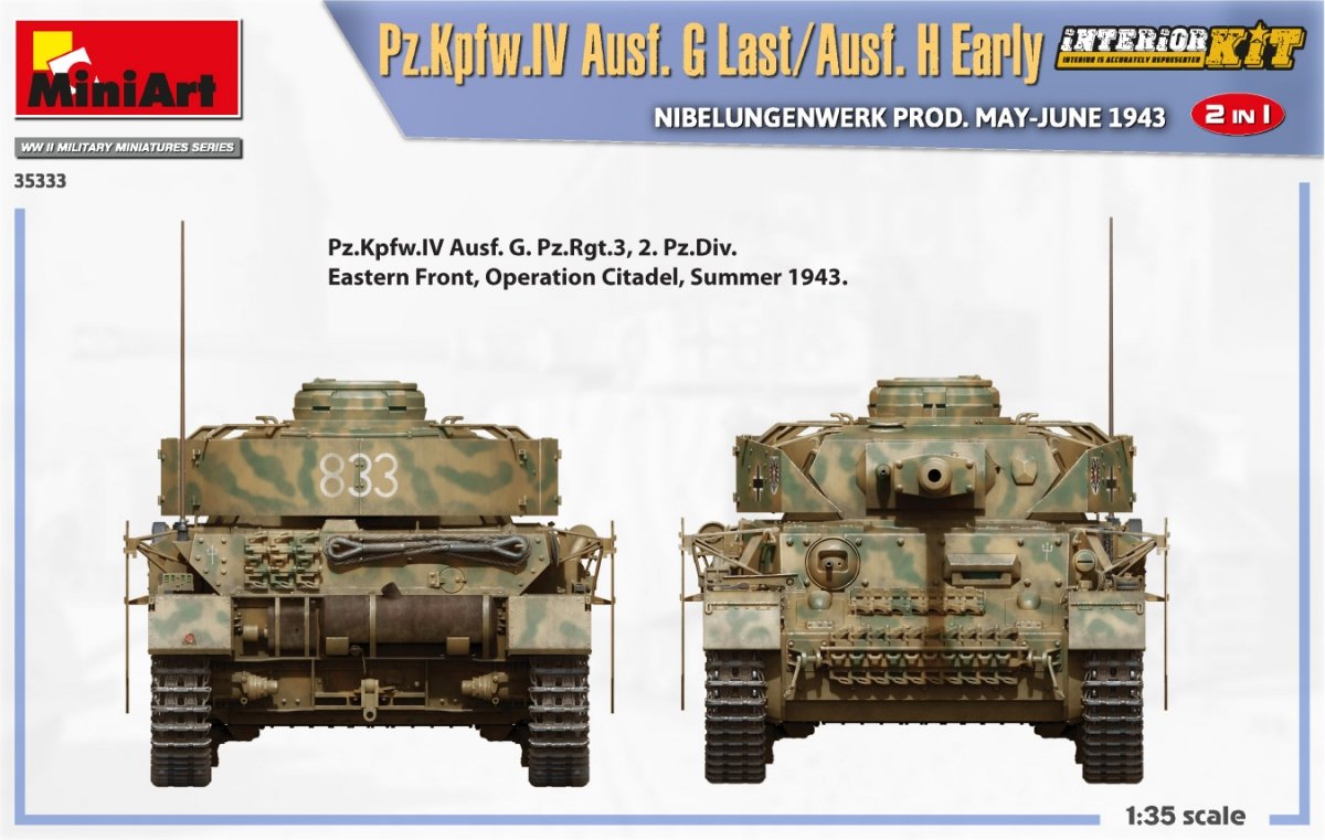 MiniArt 35333 Pz.Kpfw.IV Ausf. G Last/Ausf. H Early. NIBELUNGENWERK PROD. MAY-JUNE 1943. 2 IN 1 INTERIOR KIT 1/35 – zdjęcie 9