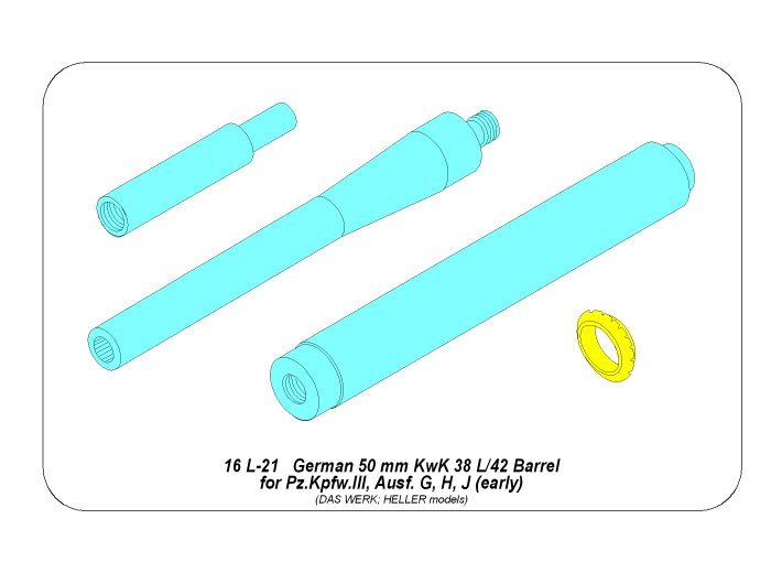Aber 16 L-21 German barrel 50mm KwK 38L/42 forPz.Kpfw.IIIAusf.G,H,J (early) / Lufa 50mm KwK 38L/42 do czołgu Panzer III G,H,J wczesny 1/16 – zdjęcie 4