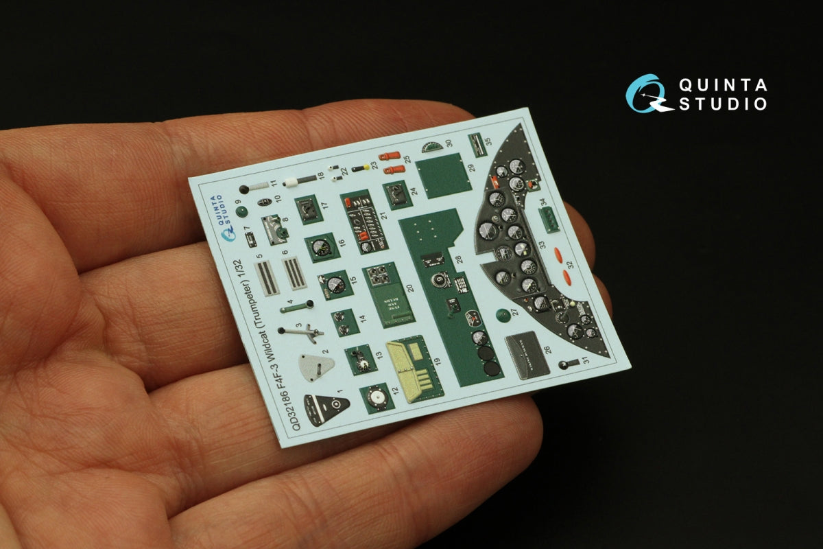 Quinta Studio QD32186 F4F-3 Wildcat 3D-Printed colored Interior on decal paper (Trumpeter) 1/32 – image 3