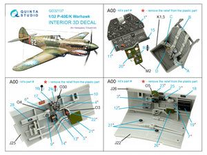 Quinta Studio QD32137 P-40E/K 3D-Printed &amp;amp; coloured Interior on decal paper (Hasegawa) 1/32 – zdjęcie 2