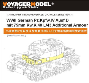 Voyager Model PEA174 WWII German Pz.Kpfw.IV Ausf.D mit 75mm Kw.K.40 L/43 Additional Armour (For DRAGON 6330) 1/35 – zdjęcie 2